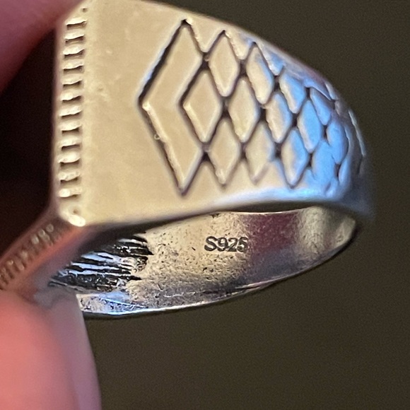 925 stamped silver black obsidian ring size 8 - Picture 8 of 8